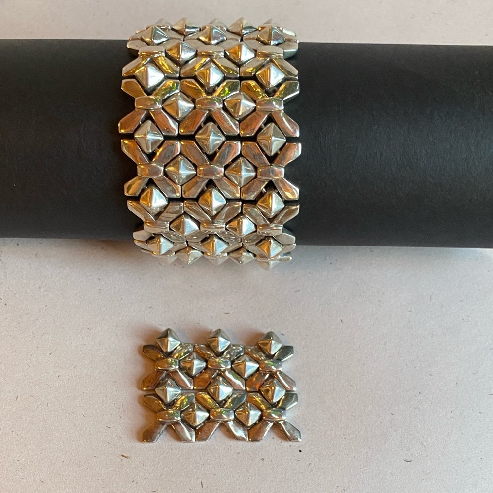Rare Stephen Webster Vintage 925 Solid Sterling Silver Woven Mesh Bracelet Cuff